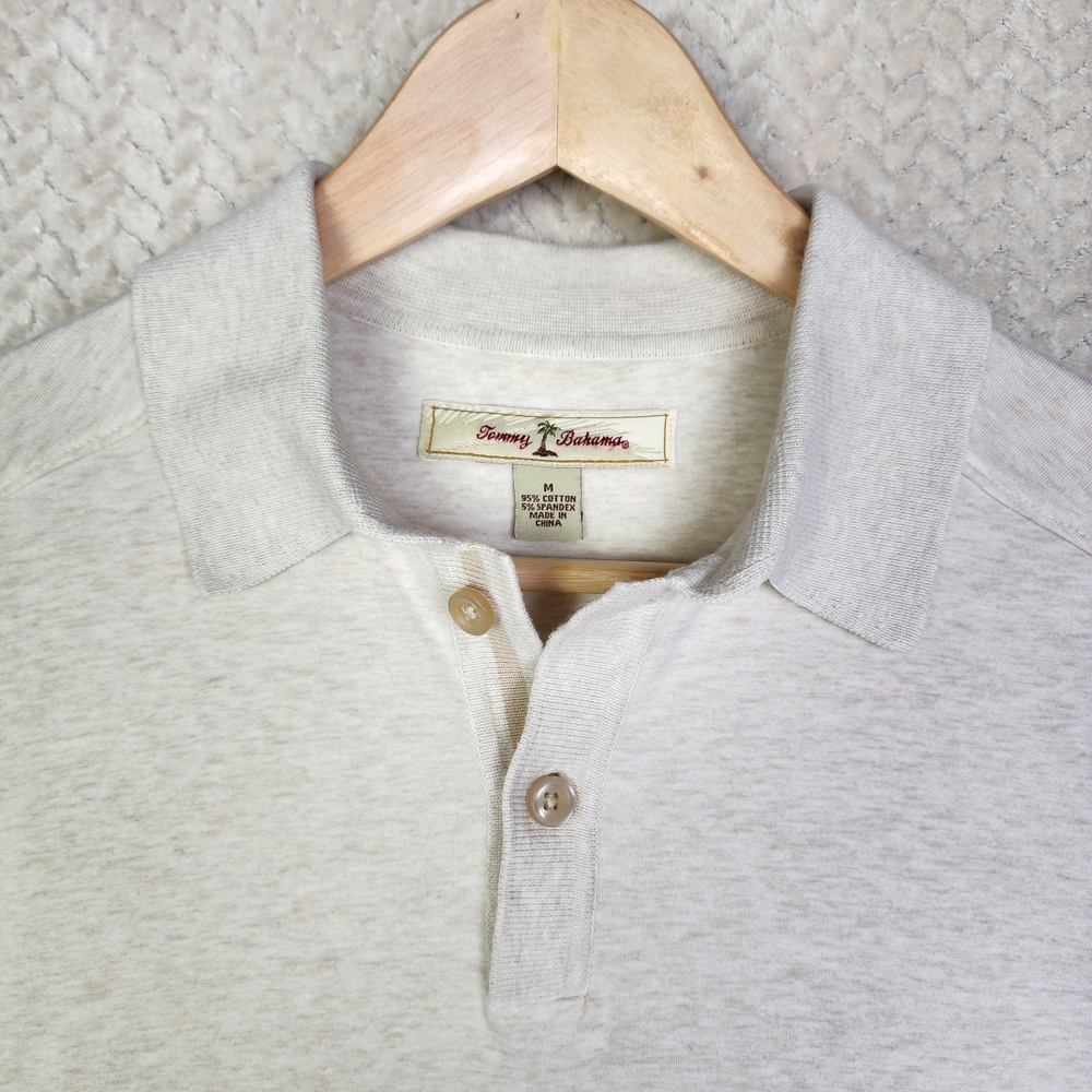 Tommy Bahama Polo Ivory Shirt Short Sleeve Soft Casual‎ Men's Medium